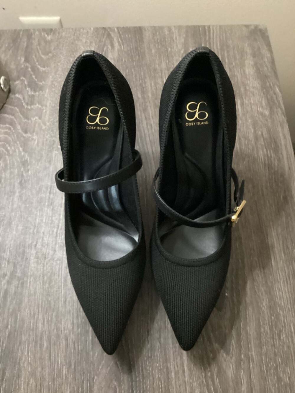 Cosy Island StyleFlex Pointed Toe Heeled Platform Pumps Size 6W Black